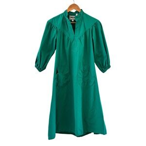 Vtg 60s Plain Jane San Francisco Dress Womens 11 Green Retro Mod Swing A Line